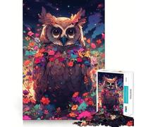 Puzzle "Gufo tra i fiori di notte" per ragazzi, 1000 pezzi, gioco di logica stimolante, tranquillo, con bordi netti, regalo elegante (50x75cm)