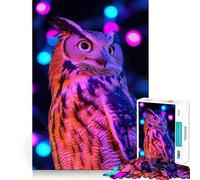 Puzzle Gufo tra Luci al Neon, 1000 Pezzi, Gioco per lo Sviluppo della Mente, Gioco Rilassante, Taglio di Precisione, Pezzo da Collezione Artistico (38x52cm)