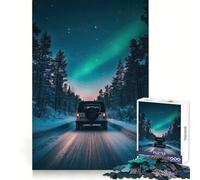 Puzzle "Guida notturna sotto l'aurora boreale" per adolescenti, 1000 pezzi, gioco di logica solido, divertimento rilassante, taglio di precisione, regalo affettuoso (38x26cm)
