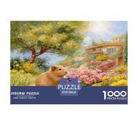 Puzzle Guinea Pig 1000 Pezzi Per Adulti E Ragazzi, Puzzle Con Flower Bush Cottage, Gioco Educativo, Regalo Per Adulti E Ragazzi 38x26cm/1000pcs
