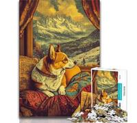 Puzzle Happy Corgi da 1000 pezzi per adulti e adolescenti, antistress, sfida difficile, migliora l'amore tra coppie (38x26cm)