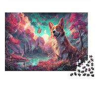 Puzzle Happy Corgi with Butterfly 1000 Pezzi Pet - Giochi Educativi E Decorazione Casa, Divertente Sfida, Per Adulti 38x26cm/1000pcs