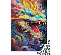 Puzzle Happy Dragon, decorazione unica per la casa, puzzle in cartone riciclato al 100% per bambini o bambine, regali di Halloween, 1000 pezzi (38x26 cm)