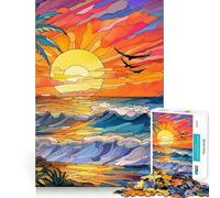 Puzzle Hawaii con vetrate colorate, 1000 pezzi, per ragazzi, gioco di logica, attività per la casa, bordi trasparenti, regalo prezioso 38x52cm