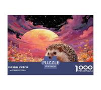 Puzzle Hedgehog 1000 Pezzi Per Bambini E Adulti, Puzzles Con Full Moon Flower Bush, Gioco Divertente E Istruttivo, Regalo Per Bambini E Adulti 38x26cm/1000pcs