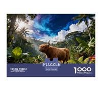 Puzzle Highland Cow 1000 Pezzi Per Adulti E Ragazzi, Rompicapo Con Jungle Plants, Sfida Mentale E Gioco Complesso, Regalo Originale 70x50cm/1000pcs