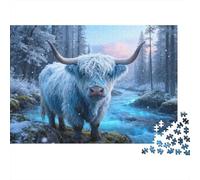 Puzzle Highland Cow 1000 Pezzi Per Bambini E Adulti, Gioco Educativo, Impegnativo Puzzles Con Forest, Regalo Per Adulti E Ragazzi 38x26cm/1000pcs