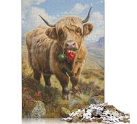 Puzzle Highland Cow Pepper Land, giochi educativi, attività per famiglie, puzzle di cartone premium per donne e uomini, regalo di Natale 1000 pezzi (26x38 cm)