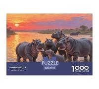 Puzzle Hippos Con 1000 Pezzi Per Adulti,Sunset River Gioco Diabilità Impossibile Puzzle Arte Gioco Intellettivo Familiare Arredamento Domestico 70x50cm/1000pcs