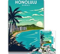 Puzzle Honolulu Hawaii Travel Puzzles 1000 pezzi per adulti, giochi educativi, decorazioni per la casa, ideali come regalo per tutta la famiglia, 26x38cm