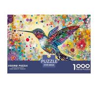 Puzzle Hummingbird A 1000 Pezzi Per Adulti,Abstract Flowers Gioco Diabilità Impossibile Gioco Intellettivo Familiare Regali Di Festa 38x26cm/1000pcs