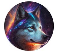 Puzzle Husky colorato da 1000 pezzi, puzzle rotondo da 1000 pezzi, rompicapo e decorazione per la casa, regalo perfetto per le feste, 67,5x67,5 cm.