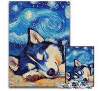 Puzzle Husky Night Sky da 1000 pezzi per adulti, rompicapo e decorazioni per la casa, regalo perfetto per le feste, 26X38CM/10,23x14,96 pollici.