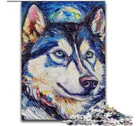 Puzzle Husky Night Sky per adulti e ragazzi, 1000 pezzi, giochi educativi, decorazioni per la casa, regalo di compleanno, regali, arte murale (26x38cm)