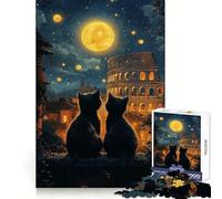 Puzzle "I gatti sotto il Colosseo" da 1000 pezzi,per migliorare la concentrazione,rilassante e divertente,con taglio liscio,ideale come regalo di compleanno (38x26cm)