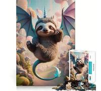 Puzzle ibrido bradipo cucciolo drago unicorno da 1000 pezzi per adolescenti, gioco di logica chiaro, passatempo rilassante, taglio perfetto, regalo classico 38x52cm