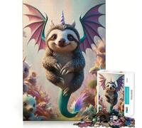 Puzzle ibrido Unicorno Drago Cucciolo Bradippo per adolescenti,1000 pezzi,gioco stimolante per la mente,montaggio sicuro e stabile,attività di condivisione per i propri cari (38x52cm)