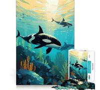 Puzzle "Il branco di orche" da 1000 pezzi per adulti, gioco intelligente per interni, taglio preciso, regalo perfetto 38x26cm