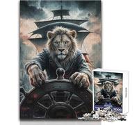 Puzzle "Il capitano leone al timone" da 1000 pezzi per adulti, gioco educativo per allenare la mente, regalo a sorpresa ideale per i propri cari, dimensioni 38x26cm