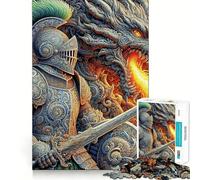 Puzzle "Il Cavaliere e il Drago" per ragazzi, 1000 pezzi, gioco di logica puro, tranquillo, pulito, decorazione da parete 38x26cm