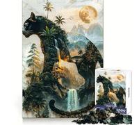 Puzzle "Il dominio della pantera al chiaro di luna" per adulti, 1000 pezzi, gioco stimolante per la mente, divertimento tranquillo, taglio preciso, decorazione da parete 38x26cm