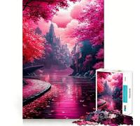 Puzzle "Il fiume dei ciliegi in fiore" per ragazzi, 1000 pezzi, puro gioco di logica, tranquillo, pulito, decorazione da parete 38x26cm