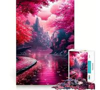 Puzzle "Il fiume dei ciliegi in fiore" per ragazzi, 1000 pezzi, puro gioco di logica, tranquillo, pulito, decorazione da parete 50x75cm