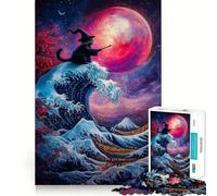 Puzzle "Il Gatto Mago e la Grande Onda" da 1000 pezzi,gioco di memoria,qualità premium,taglio laser,attività coinvolgente per serate tranquille (38x52cm)