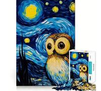 Puzzle "Il gufo nella notte stellata" da 1000 pezzi per adulti, gioco di logica stimolante, antistress, bordi trasparenti, regalo per le festività 50x75cm