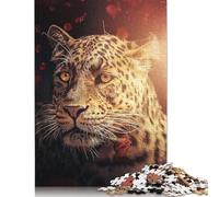 Puzzle "Il leopardo con la rosa" Premium, 100% carta riciclata, rettangolare, per bambini e bambine, regalo di Natale, 1000 pezzi (75x50 cm)