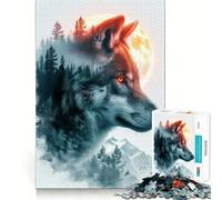 Puzzle "Il Lupo Bianco e la Luna" da 1000 pezzi,gioco di abilità mentale,incastro stabile,parti che non si spostano,passatempo divertente per i lunghi weekend (38x52cm)