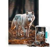 Puzzle "Il Lupo Bianco nella Foresta" per ragazzi,1000 pezzi,gioco di sviluppo mentale,dimensioni uniformi,pezzi precisi,divertimento in famiglia,attività serale (38x26cm)