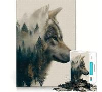 Puzzle "Il Lupo Selvaggio" da 1000 pezzi,stimolante per la mente,divertente,senza sbavature,pezzi ben tagliati,ideale per le vacanze e l'intrattenimento in casa (50x75cm)