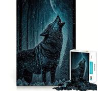 Puzzle "Il lupo ulula alla luna" da 1000 pezzi stimola la concentrazione,divertente,con tecnologia di taglio laser avanzata,ideale da portare in viaggio,un gioco per allenare la mente (38x52cm)