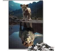 Puzzle "Il riflesso del cucciolo di leone" da 1000 pezzi per adulti Puzzle impossibili per adulti Regalo perfetto per familiari e amici Adatto dai 14 anni in su Dimensioni: 38x26cm