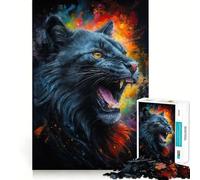 Puzzle "Il ruggito del gatto nero" da 1000 pezzi per ragazzi, gioco di logica stimolante, attività per la casa, bordi trasparenti, regalo prezioso 38x26cm