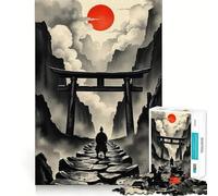 Puzzle "Il sentiero dei samurai verso il sole rosso" per ragazzi, 1000 pezzi, gioco intelligente antistress con bordi affilati, regalo di compleanno (38x52cm)