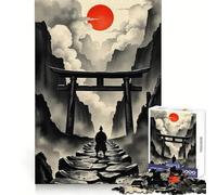 Puzzle "Il sentiero dei samurai verso il sole rosso" per ragazzi, 1000 pezzi, gioco intelligente antistress con bordi affilati, regalo di compleanno (38x52cm)