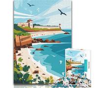 Puzzle illustrativo della fortezza costiera per adulti e adolescenti, gioco stimolante e gioco per famiglie, ideale come regalo per tutta la famiglia, 50x75cm