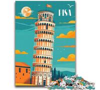 Puzzle illustrativo della Torre di Pisa da 1000 pezzi per adolescenti, regali, gioco per famiglie, antistress, sfida difficile, fantastici regali e giocattoli, 1000 pezzi (50x75cm)