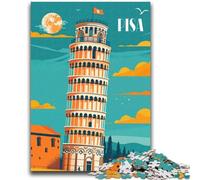 Puzzle illustrativo della Torre di Pisa per adolescenti, 1000 pezzi, gioco stimolante e gioco per famiglie con poster abbinato e foglio di quiz, 1000 pezzi (26x38cm)
