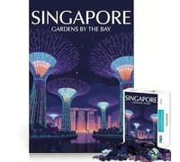 Puzzle illustrato dei Giardini della Baia di Singapore per adulti, 1000 pezzi, gioco intelligente e rilassante, con tagli precisi, oggetto da collezione 50x75cm