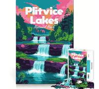 Puzzle illustrato del Parco Nazionale dei Laghi di Plitvice, 1000 pezzi, per adulti, gioco di logica e logica, ideale per il tempo libero, con bordi lisci, perfetto come regalo stagionale (50x75cm)