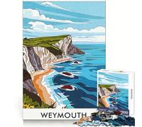 Puzzle illustrato della costa di Weymouth per ragazzi, 1000 pezzi, stimolante per la memoria, leggero, distraente, ad incastro, ideale per le vacanze (50x75cm)