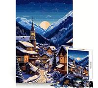 Puzzle illustrato "Villaggio delle Alpi Svizzere" per ragazzi, 1000 pezzi, allenamento della memoria, attività rilassante, taglio perfetto, regalo stagionale (50x75cm)