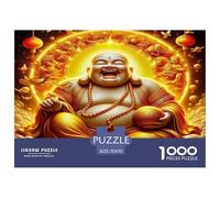 Puzzle impegnativi con statua di Buddha da 1000 pezzi - Maitreya sorridente per uomini e donne, carta riciclata, adatti alla decompressione a parete, 70x50 cm/1000 pezzi