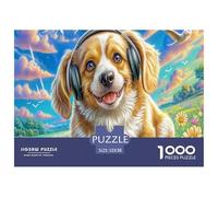 Puzzle impegnativi per adulti Welsh Corgi: cane sorridente con collare blu per adulti, adolescenti e anziani, ottimo regalo 52x38 cm/1000 pezzi