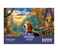 Puzzle impegnativo Beagle da 1000 pezzi: Beagle nei boschi autunnali per adulti, adolescenti e anziani, gioco rompicapo 52x38 cm/1000 pezzi