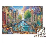 Puzzle Impossibile 1000 Pezzi Canali di Amsterdam Città canale e bici 70x50 cm Adulti e bambini dai 12 anni Gioco rilassamento intelligenza Decorazione per la casa