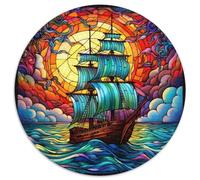 Puzzle impossibile a forma di barca in vetro colorato per adulti, 1000 pezzi, per decorazioni per la casa, allenamento del cervello e regali per le feste 67,5x67,5 cm